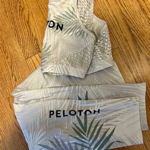 Peloton Tropical Leaf Activewear Set in Gray and Green